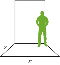 Illustration representing approximate size of small 5x5 self-storage unit.