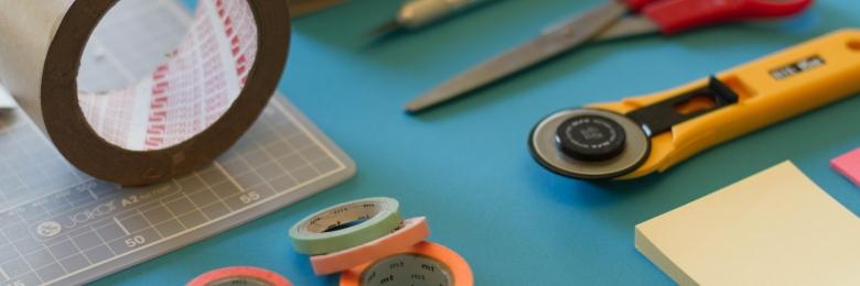 Craft table with supplies