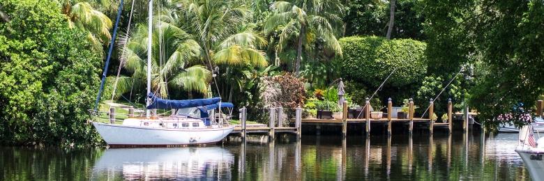 Boat sitting in water in Ft. Lauderdale