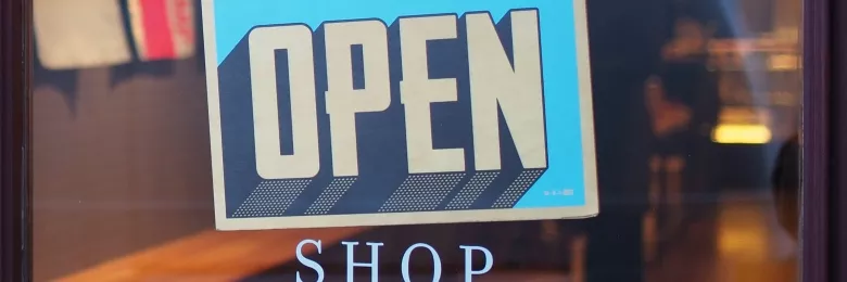 Open sign on a store's door