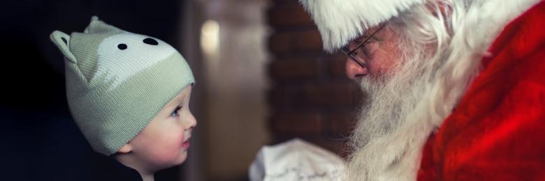 Santa and boy talking to each other