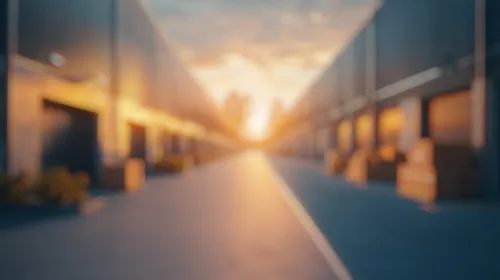 Sunset over storage facility