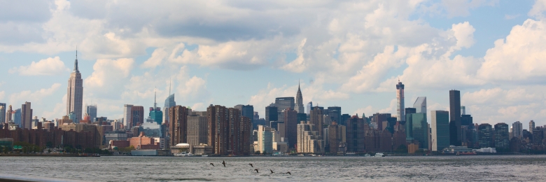 Blue sky and clouds over New York City