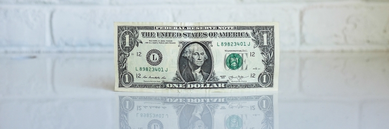 dollar Dollar bill on a white background