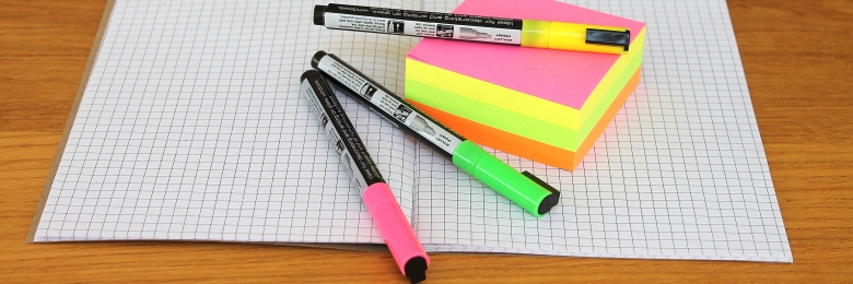 Higlighters and sticky notes