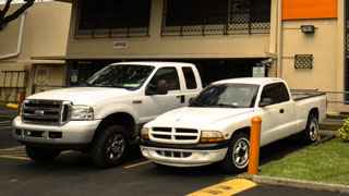 Trucks in a Storage Post parking storage lot