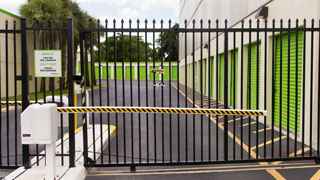 Perimeter gates outside Storage Post self storage facility
